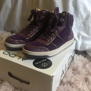 Aldo Purple Sneakers With Gold Detailing